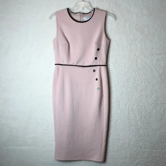 enfocus studio pink dress Enfocus Studio Size 14 Dress Pink Navy Blue Zipper Accent Stretch